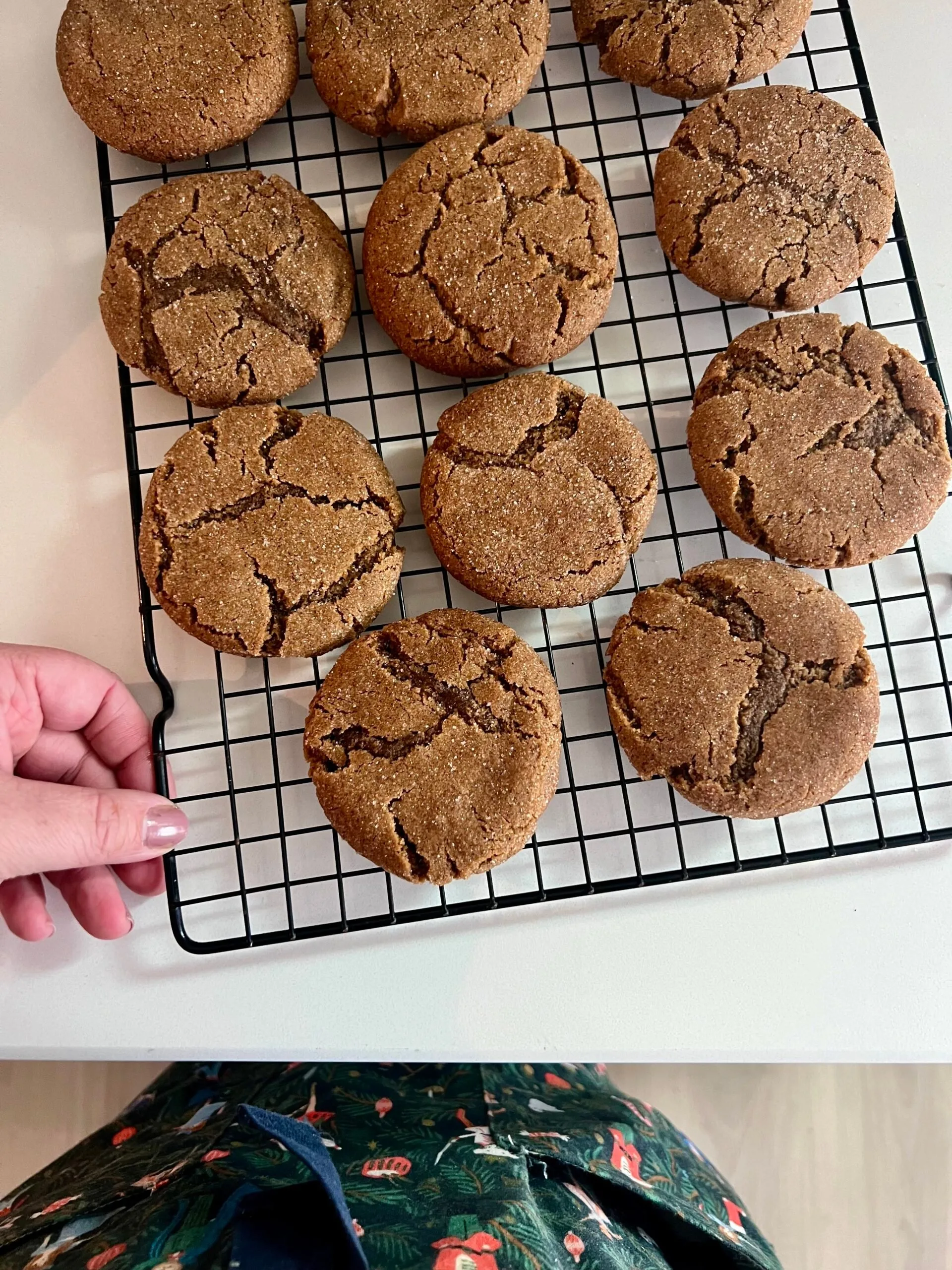 Soft and Chewy Spice Cookies with Molasses on cooling rack